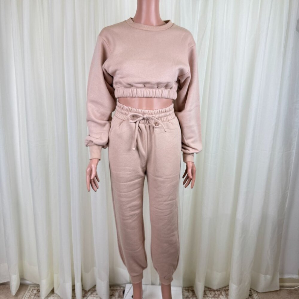 Zenana 2 Pcs Crop Sweatshirt Tracksuit Jogger Pants Set Outfit Active Loungewear - Picture 3 of 9